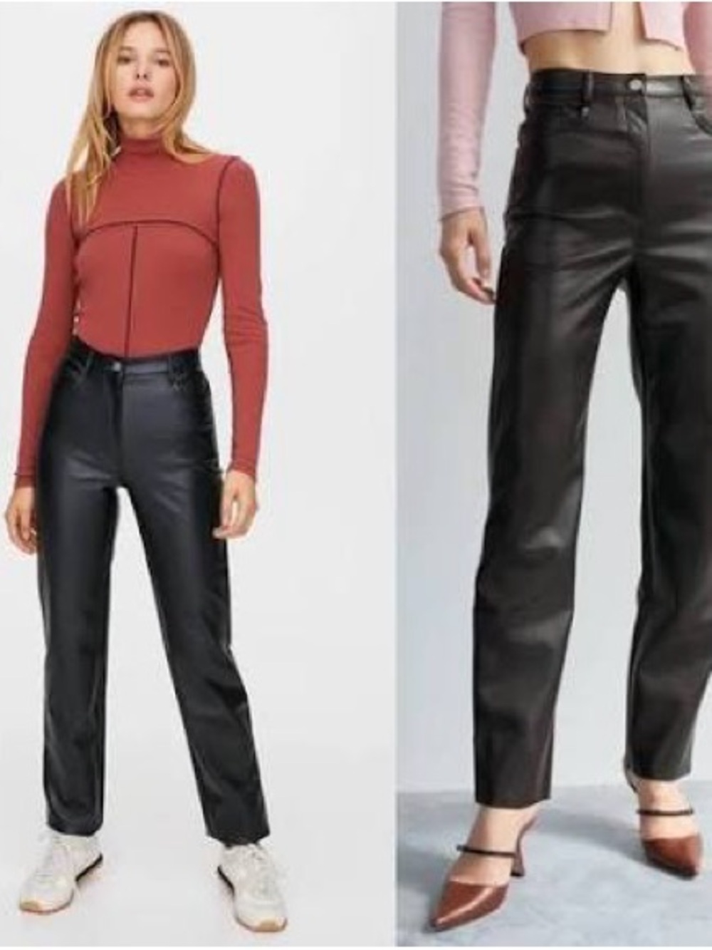 Wilfred Black Faux Leather Straight Leg Pants